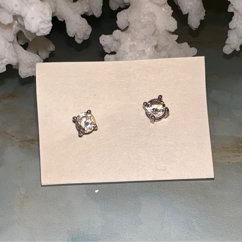 Fas Sterling Cz Stud Earrings